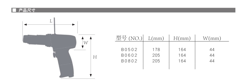 产品中心 紧固工具 前哨 静扭式气扳机 b0802